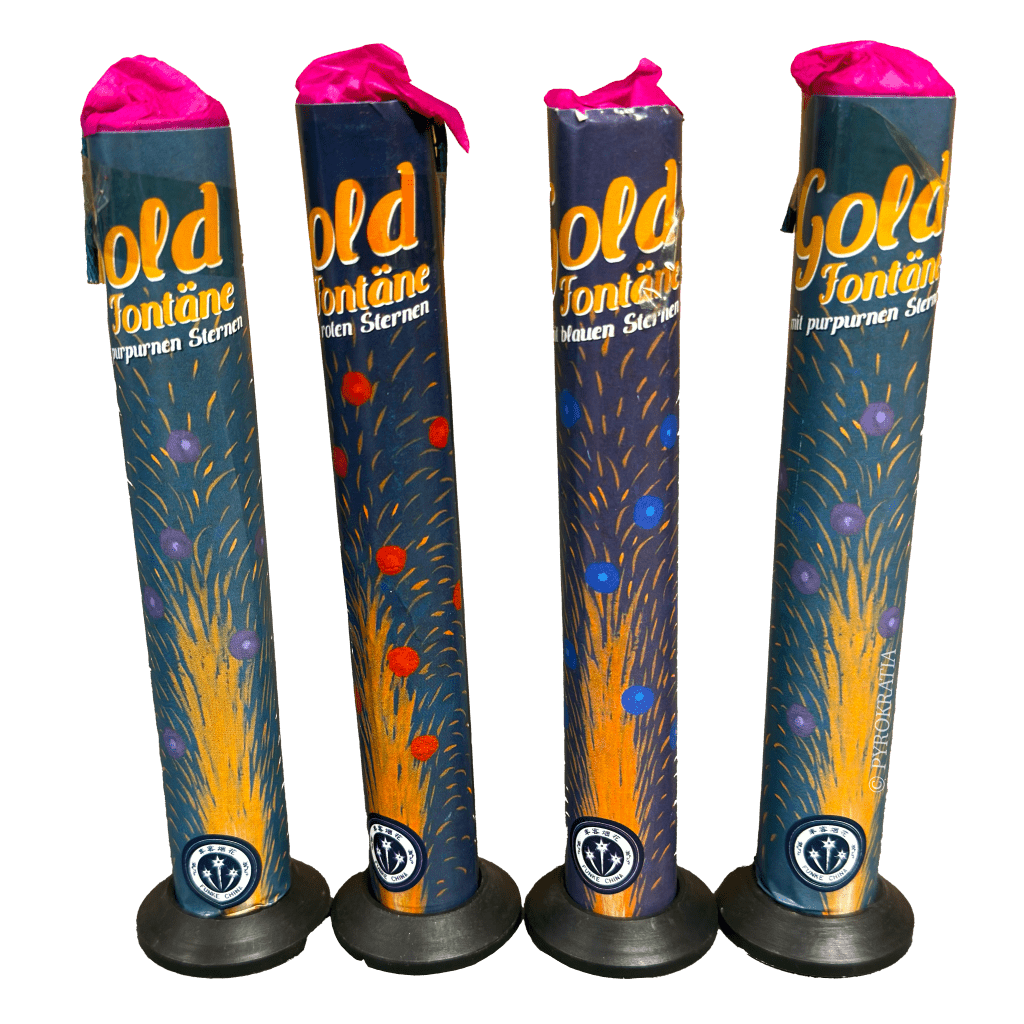 Goldfontänen mit Farbsternen - Pyrokratia Oy