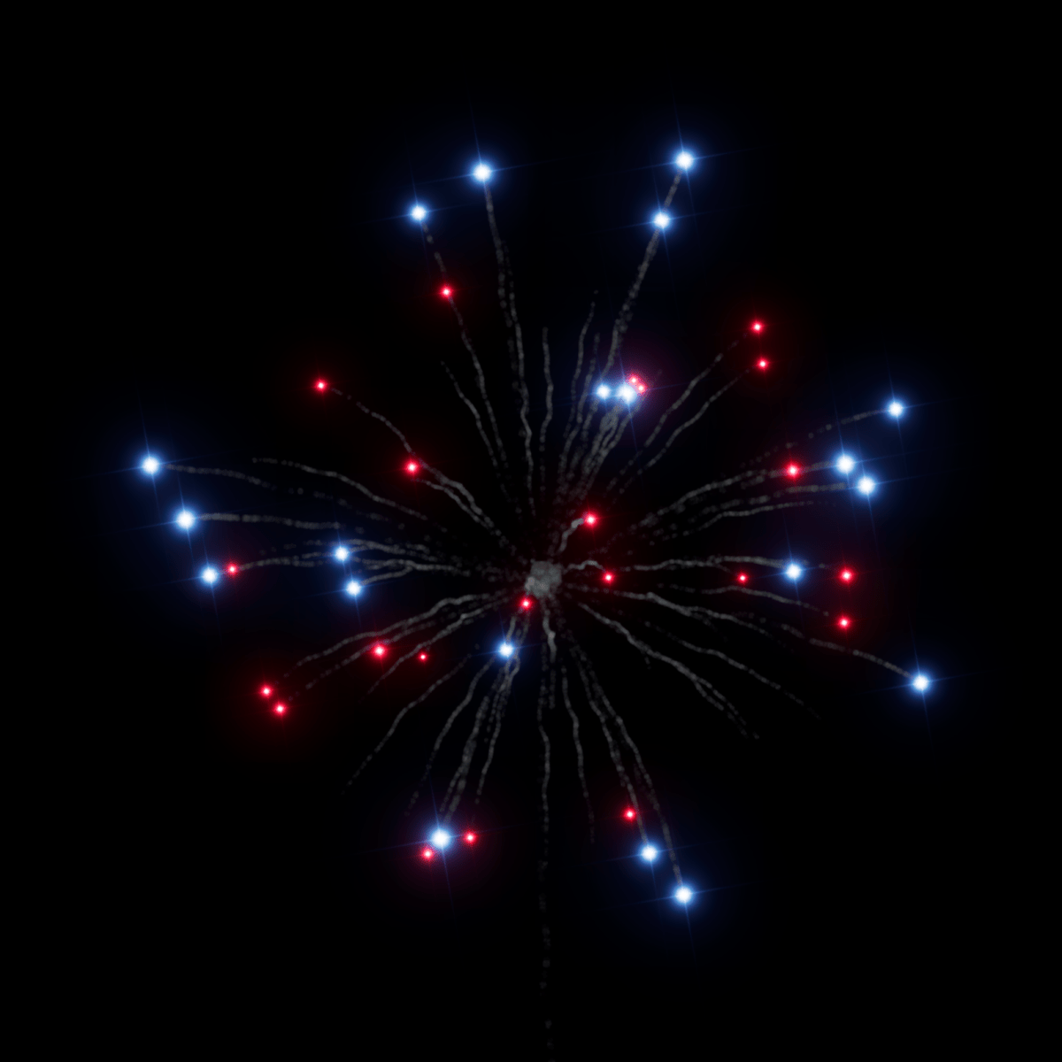 Z 3" Blue Dahlia w/Red strobe pistil w/Blue tail - Pyrokratia Oy
