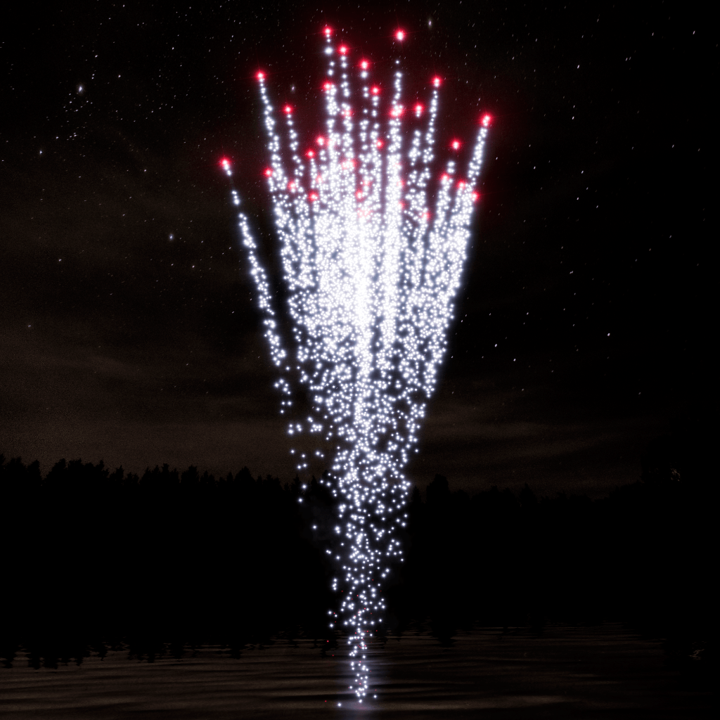 Z Single shot mine red/silver wave stars 45 mm - Pyrokratia Oy