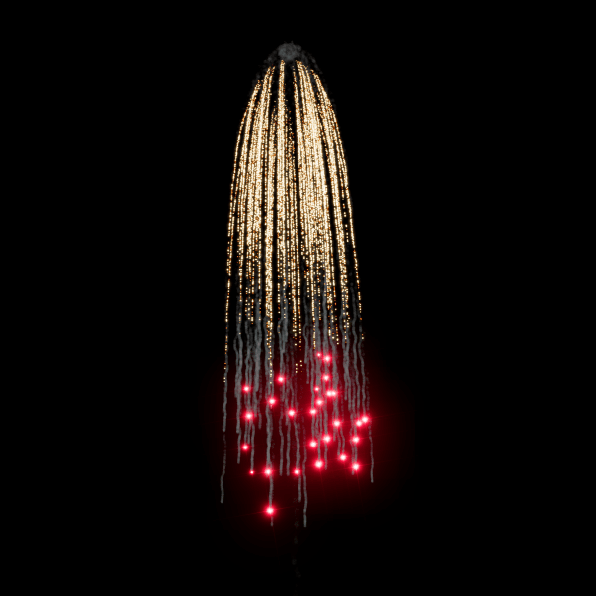 FC 5" Gold Willow To Red Strobe Waterfall - Pyrokratia Oy